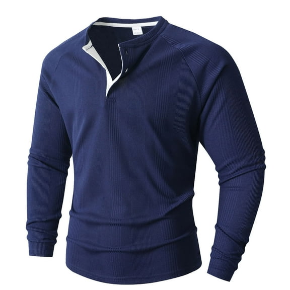 Posijego Men's Spring Shirts Long Sleeve V Neck Button T-Shirts Casual Lightweight Pullover Basic Tee Shirts for Men