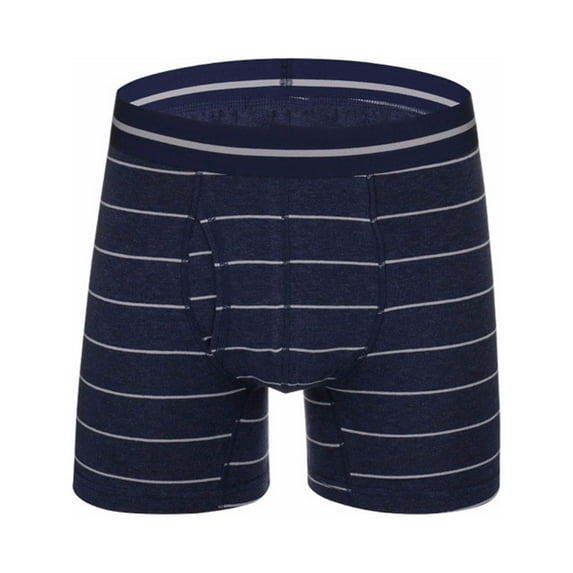 Posijego Men's Striped Boxer Briefs Breathable Long Leg Underwear for Men Soft Cotton Comfort Underpants