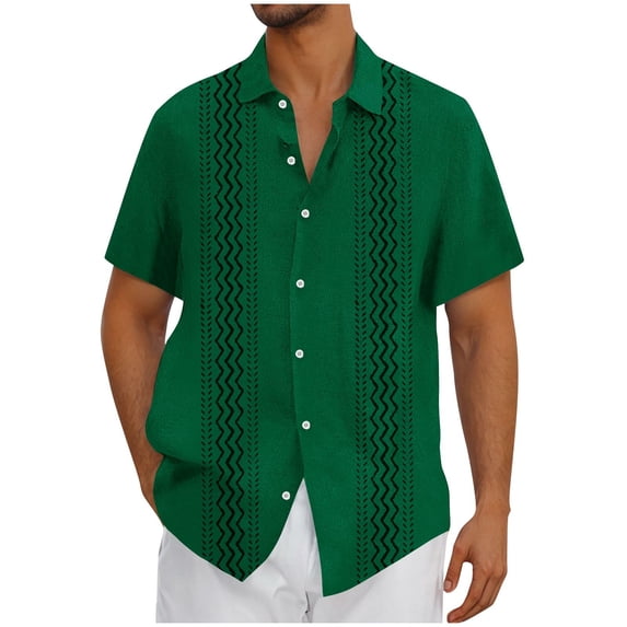 Posijego Men's Summer Linen Shirts Beach Vacation Casual Button down Shirts for Men Short Sleeve Work Collared Tops