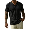 thumbnail image 1 of Posijego Men's V Neck Button T-Shirts Solid Color Short Sleeve Shirt for Men Summer Tops Plain Basic Tee Shirts, 1 of 8