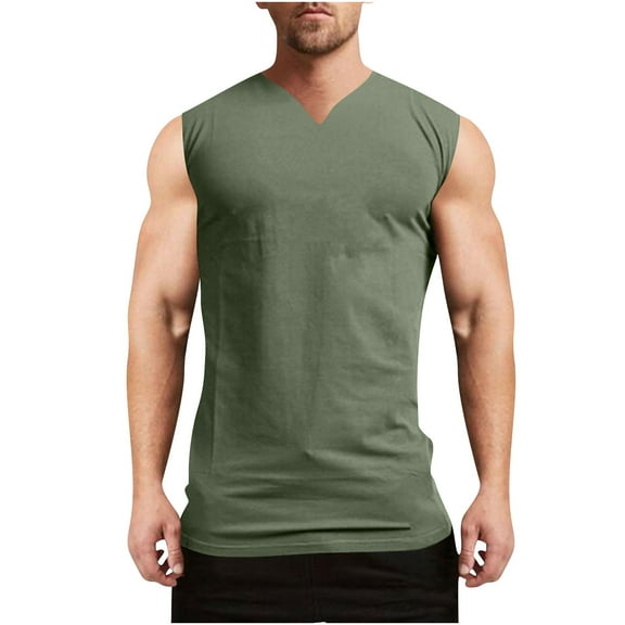 Posijego Men's V Neck Tank Tops Sleeveless Summer T-Shirts Comfortable Stretch Muscle Sports Athletic Tank Shirts