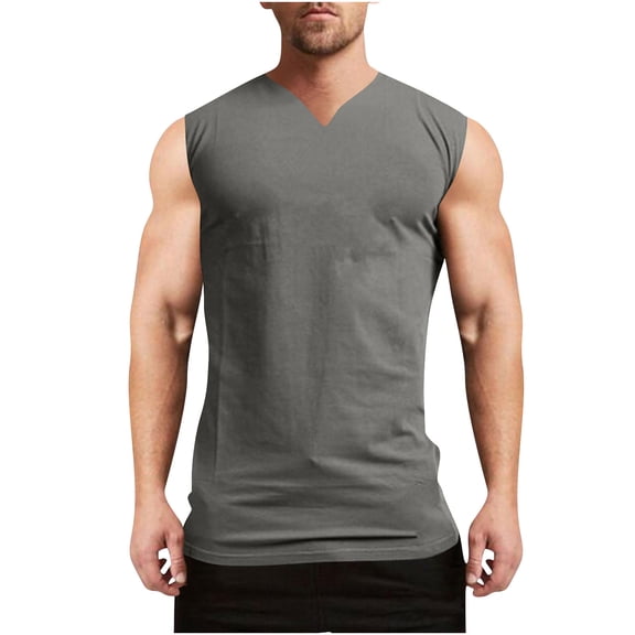 Posijego Men's V Neck Tank Tops Sleeveless Summer T-Shirts Comfortable Stretch Muscle Sports Athletic Tank Shirts