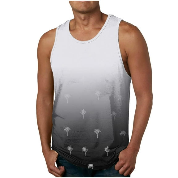 Posijego Mens Beach Tank Tops Stretch Comfort Summer Casual Loose Sleeveless Vacation Shirts Tank Tees