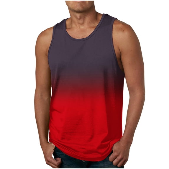 Posijego Mens Big & Tall Tank Tops Summer Casual Sleeveless Shirts Gradient Crew Neck Lightweight Tank Tees
