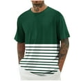 thumbnail image 1 of Posijego Mens Big and Tall T-Shirts Striped Color Block Printed Short Sleeve Shirts Summer Loose Graphic Tees, 1 of 5