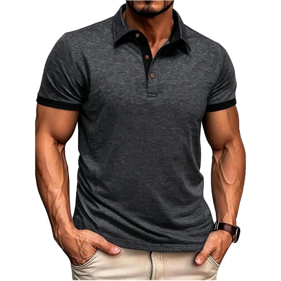 Posijego Mens Button T-Shirts Golf Style Summer Casual Shirts for Men Business Office Short Sleeve Collared Tops