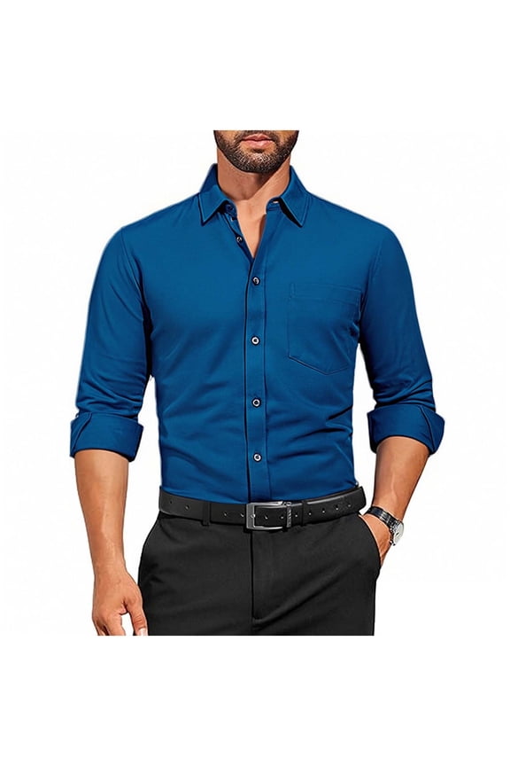 Mens Button down Shirts Business Office Long Sleeve Collared Shirts Formal Work Shirt with Pocket
