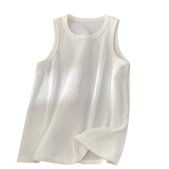 Posijego Mens Casual Tank Tops Crew Neck Sleeveless Loose Basic Stretch Summer Tank Shirts Beach Vacation