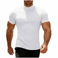 thumbnail image 1 of Posijego Mens Mock Collar Short Sleeve Shirts Spring Summer Casual Basic Tee Stretch Slim Undershirts Pullover Tops, 1 of 9
