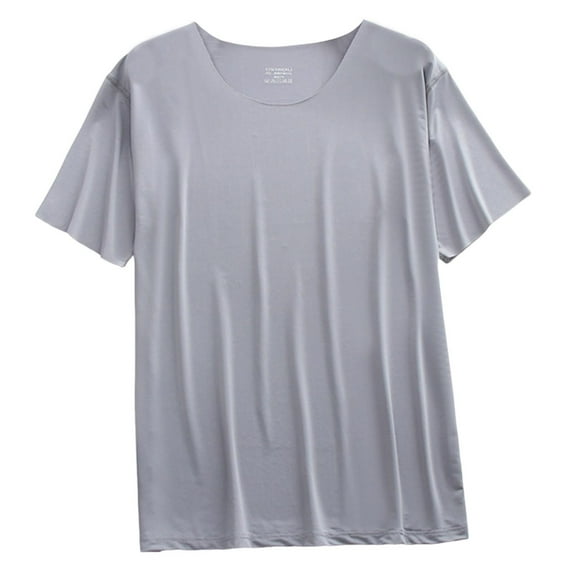 Posijego Mens Pajamas Tops Short Sleeve Crew Neck Basic Tee Shirt Solid Color Causal Sleep Tops Big and Tall