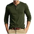 thumbnail image 1 of Posijego Mens Pocket T-Shirts Crew Neck Long Sleeve Button Shirts Loose Lightweight Fall Basic Tee Shirts, 1 of 6
