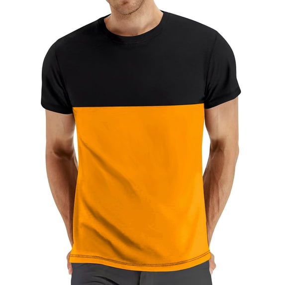 Posijego Mens Short Sleeve Shirts Color Block Graphic Tee Summer Crew Neck Casual Loose Soft Stretch Classic T-Shirts