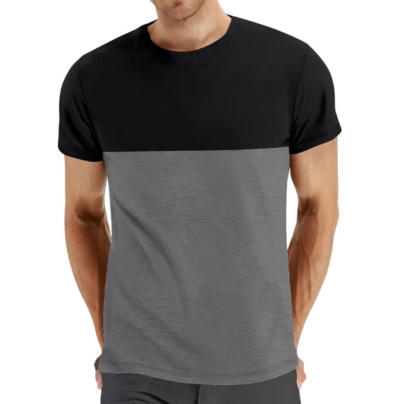 Posijego Mens Short Sleeve Shirts Color Block Graphic Tee Summer Crew Neck Casual Loose Soft Stretch Classic T-Shirts