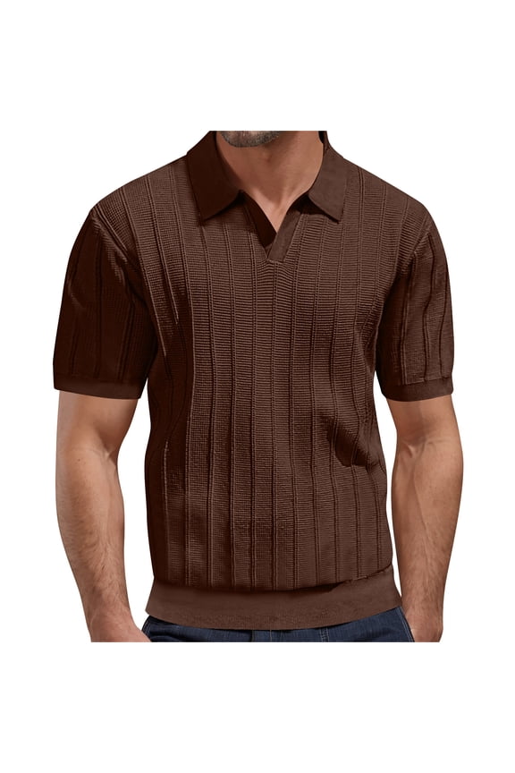 Mens Short Sleeve Sweater Collared Golf Shirts Breathable Casual Summer Pullover Vacation Beach Knit Tops