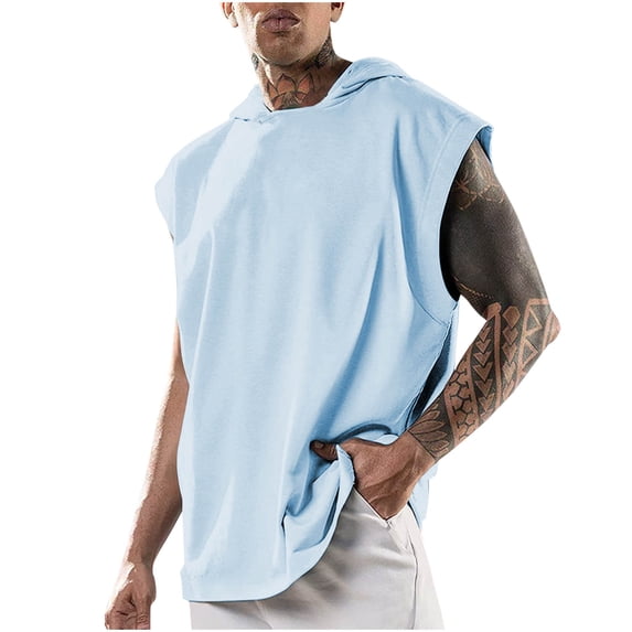 Posijego Mens Tank Tops Hooded Sleeveless Streetwear T-Shirts Athletic Workout Muscle Gym Shirts for Men