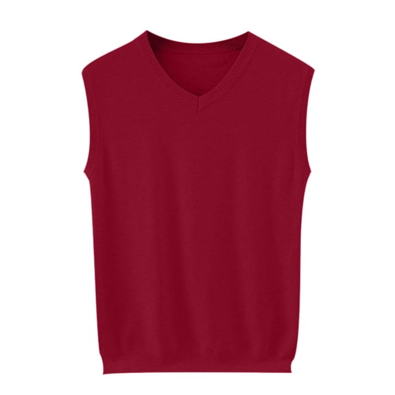 Posijego Mens V Neck Sweater Vests Uniform Tops Sleeveless Crew Neck Casual Knit Pullover Sweater Vests for Men