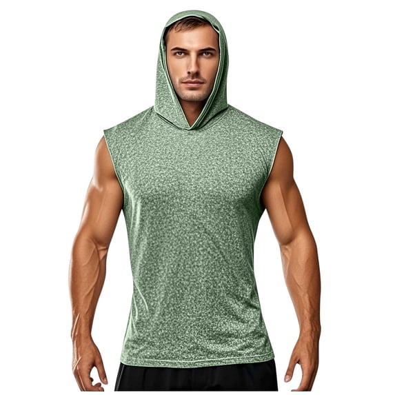 Posijego Mens Workout Tank Tops Athletic Hooded Tops Quick Dry Sun Protection Sleeveless Shirts Pullover Tank Tees