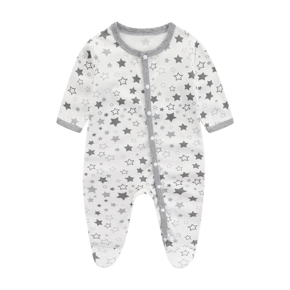 Posijego Newborn Baby Footies Rompers Cotton One-Piece Cartoon Long Sleeve Button up Jumpsuits for Baby Boys Girls