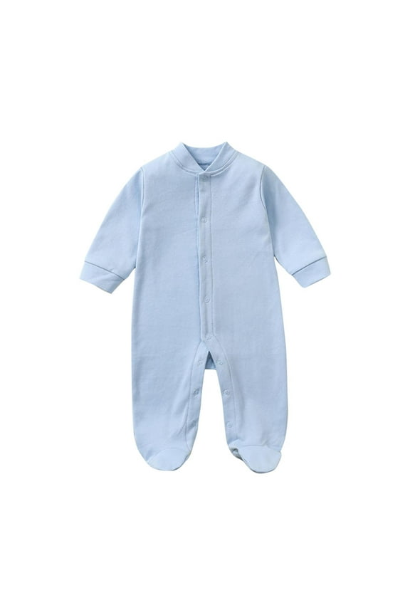 Newborn Baby Footies Rompers Cotton One-Piece Cartoon Long Sleeve Button up Jumpsuits for Baby Boys Girls