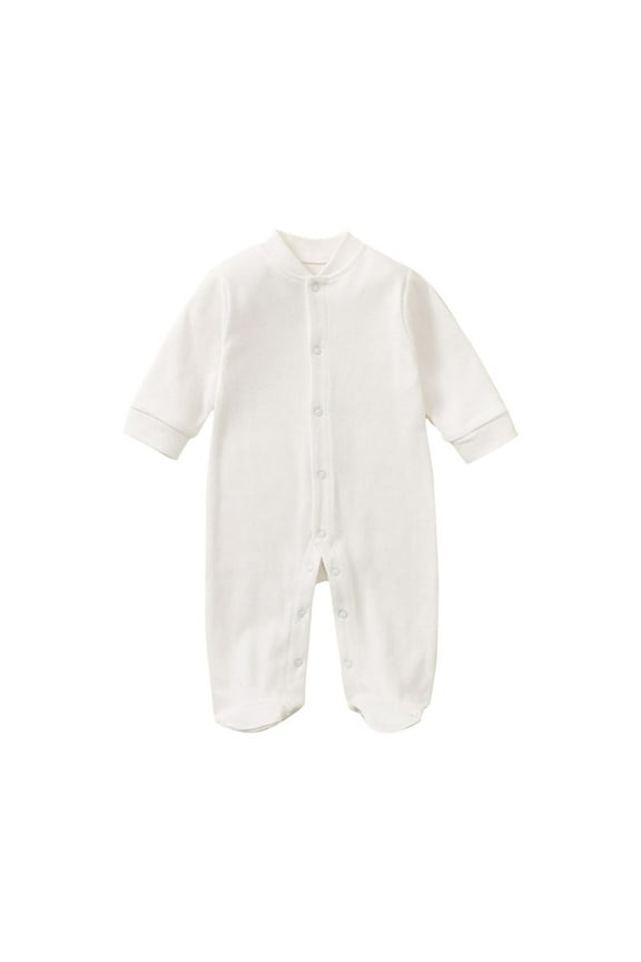 Newborn Baby Footies Rompers Cotton One-Piece Cartoon Long Sleeve Button up Jumpsuits for Baby Boys Girls