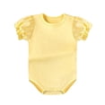 thumbnail image 1 of Posijego Newborn Baby Girls Bodysuit Outfits Ruffled Puff Short Sleeve One-Piece Clothes Infant Solid Color Romper, 1 of 6