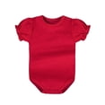 thumbnail image 1 of Posijego Newborn Baby Girls Bodysuit Outfits Ruffled Puff Short Sleeve One-Piece Clothes Infant Solid Color Romper, 1 of 6