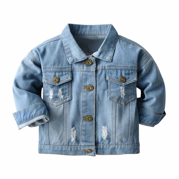 Posijego Newborn Toddler Baby Boys Girls Denim Jacket Casual Button Down Jean Coat Top Fall Winter Outerwear