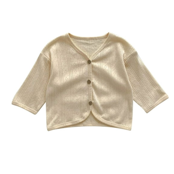 Posijego Newborn Toddler Baby Cotton Cardigans Long Sleeve Button Open Front Shirt Tops for Infant Girls Boys