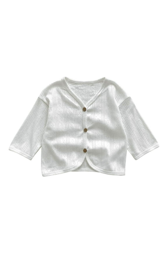 Newborn Toddler Baby Cotton Cardigans Long Sleeve Button Open Front Shirt Tops for Infant Girls Boys