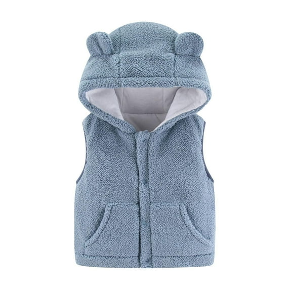 Posijego Newborn Toddler Boys Girls Fleece Vest Hooded Sleeveless Warm Jacket with Cute Ears Outerwear