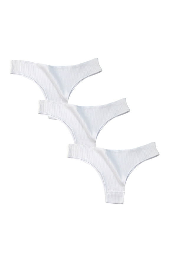 No Show Thongs for Women Low Waist Ribbed G-String Underwear Breathable Stretch Thong Panties 3 Pack