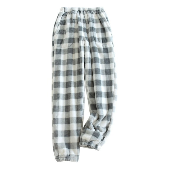 Posijego Pajama Pants for Women Flannel Fleece Plaid Lounge Pants Comfy Soft Wide Leg Pants with Pockets