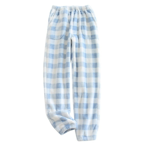 Posijego Pajama Pants for Women Flannel Fleece Plaid Lounge Pants Comfy Soft Wide Leg Pants with Pockets