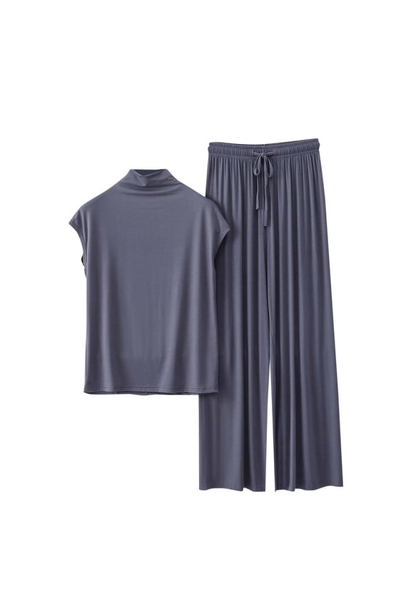Pajama Set for Women Mock Neck Sleeveless Tank Tops and Pants Women's 2 Piece Lounge Sets