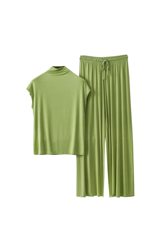 Pajama Set for Women Mock Neck Sleeveless Tank Tops and Pants Women's 2 Piece Lounge Sets