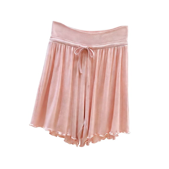 Posijego Pajama Shorts for Women High Waisted Drawstring Ruffled Shorts Ultra Soft Sleepwear Lounge Shorts for Women