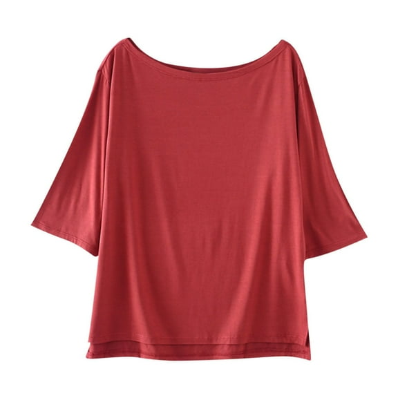 Posijego Pajama Tops for Women Short Sleeve Sleep T-Shirts Crew Neck Loose Summer Plain Casual Tee Shirts