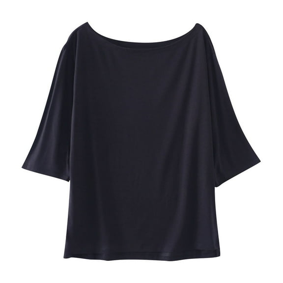 Posijego Pajama Tops for Women Short Sleeve Sleep T-Shirts Crew Neck Loose Summer Plain Casual Tee Shirts