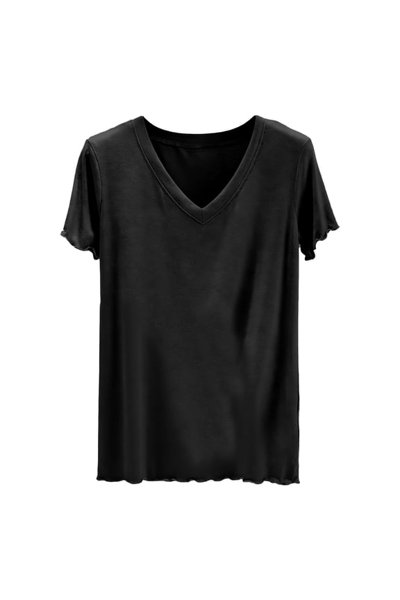 Pajama Tops for Women V Neck Short Sleeve Plain Basic Tops Comfortable Soft Sleep Tops Sleepwear T-Shirts