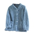 thumbnail image 1 of Posijego Pajama Tops for Women Winter Fleece Fuzzy Warm Long Sleeve Bed Jacket Sleepwear Coats with Pockets, 1 of 3