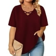 thumbnail image 1 of Posijego Plus Size Tops for Women V Neck Short Sleeve T Shirts Soft Causal Summer Tunic Blouses Fashion Clothes, 1 of 6