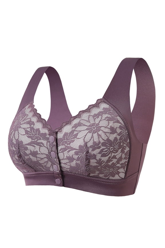 Plus Size Bra for Women Front Closure Bra Wireless Everyday Bralettes Full Coverage No Underwire Bras
