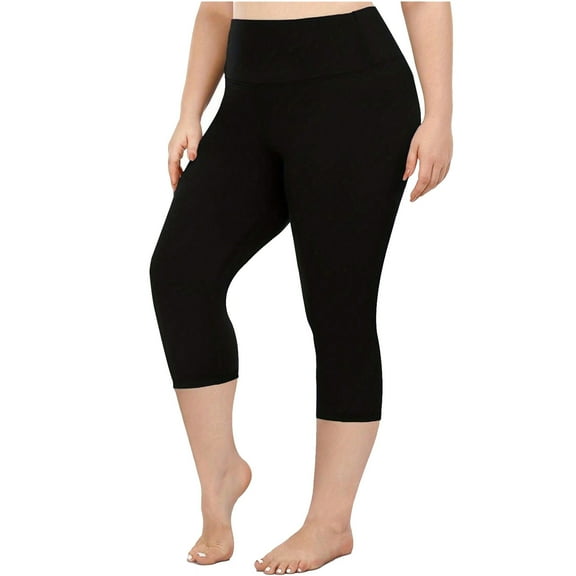 Posijego Plus Size Capri Leggings for Women High Waist Yoga Pants L-5XL Stretch Workout Capris Leggings