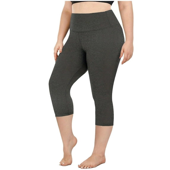 Posijego Plus Size Capri Leggings for Women High Waist Yoga Pants L-5XL Stretch Workout Capris Leggings