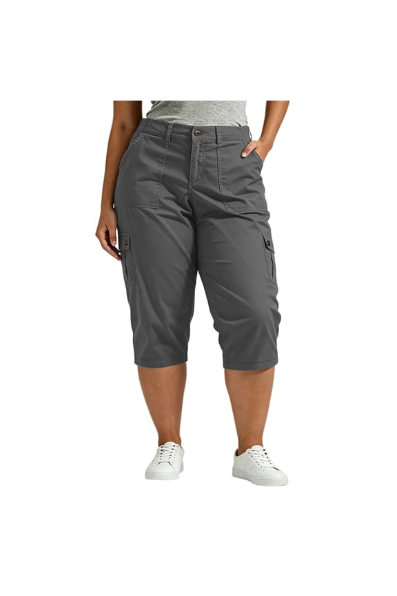 Plus Size Capri Pants for Women High Waisted Pull on Capris Pants with Multi-pockets Dressy Summer Cropped Pants