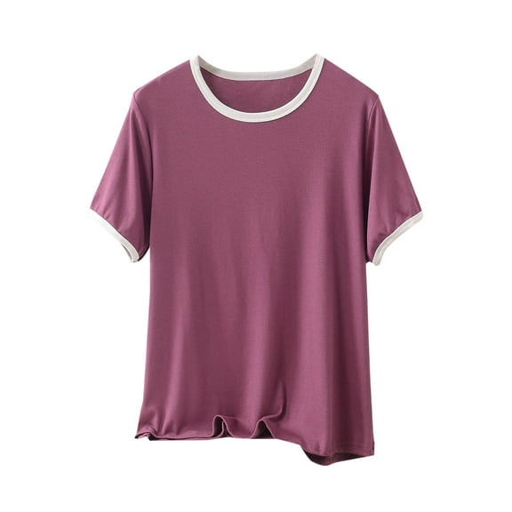 Posijego Plus Size Pajama Top for Women Soft Short Sleeve T Shirts Causal Summer Tee Sleep Tops