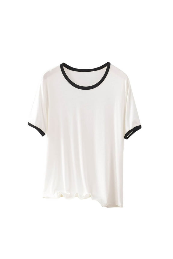 Plus Size Pajama Top for Women Soft Short Sleeve T Shirts Causal Summer Tee Sleep Tops