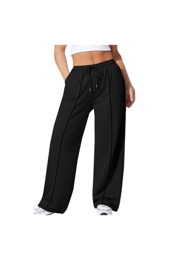 Plus Size Sweatpants for Women Elastic Waist Wide Leg Loose High Waisted Sweat Pants with Pockets
