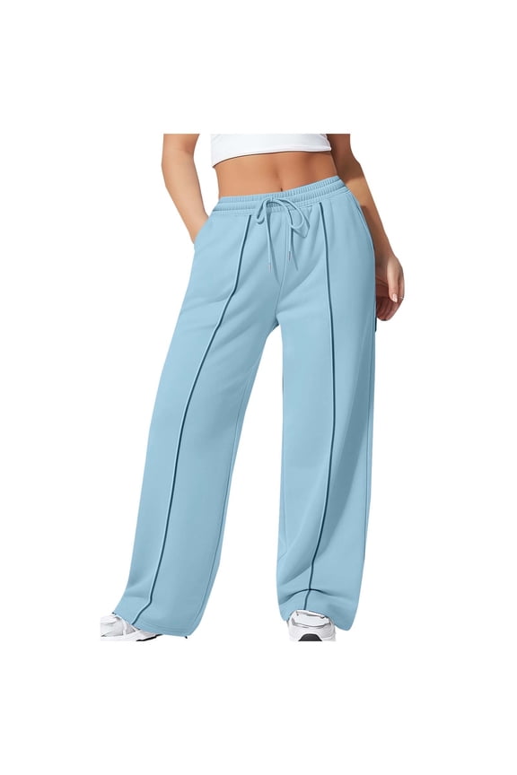 Plus Size Sweatpants for Women Elastic Waist Wide Leg Loose High Waisted Sweat Pants with Pockets