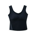 thumbnail image 1 of Posijego Plus Size Tank Tops for Women Self Bra Padded Scoop Neck Basic Undershirts Sleeveless Shirts, 1 of 8